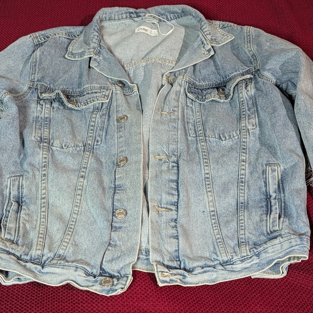 Western Stylish Light Blue  Denim Fringe Jacket
